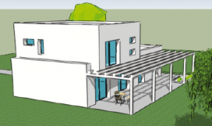 Illustration 3D du modèle de maison GAÏA-PROJECT avec étage.