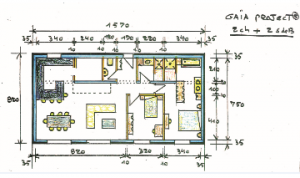 Illustration 2D du plan du modèle de maison GAÏA-PROJECT.