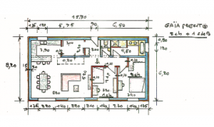 Illustration 2D du plan du modèle de maison GAÏA-PROJECT.