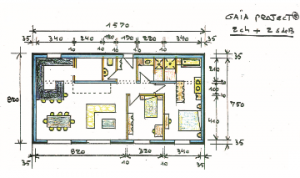 Illustration 2D du plan du modèle de maison GAÏA-PROJECT.