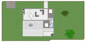 Illustration 2D du plan du modèle de maison L-PROJECT.